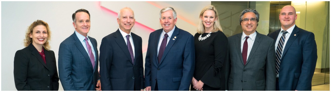 Deborah Price, Steve Johnson, John Goodman, Missouri Governor Michael Parson; Molly Ketcham, Ali Bokhari, Aaron Willard, Missouri Governor Michael Parson Chief of Staff (Photo: Business Wire)